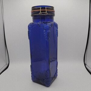 Vintage Crownford Cobalt Blue Spagetti "The Sweet Shop" Canister